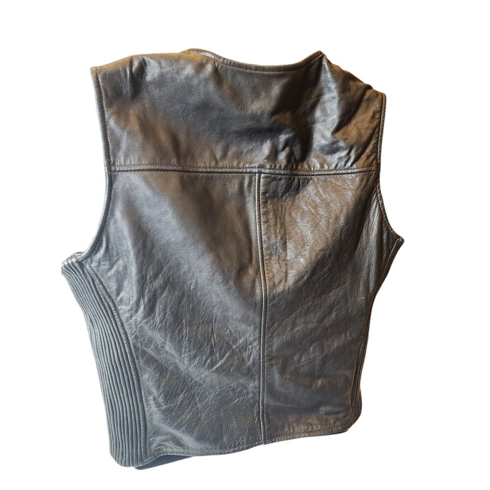 First Manufacturing Leather Vest XL Biker Motorcycle Club Riding Snap Taffeta - Picture 6 of 16